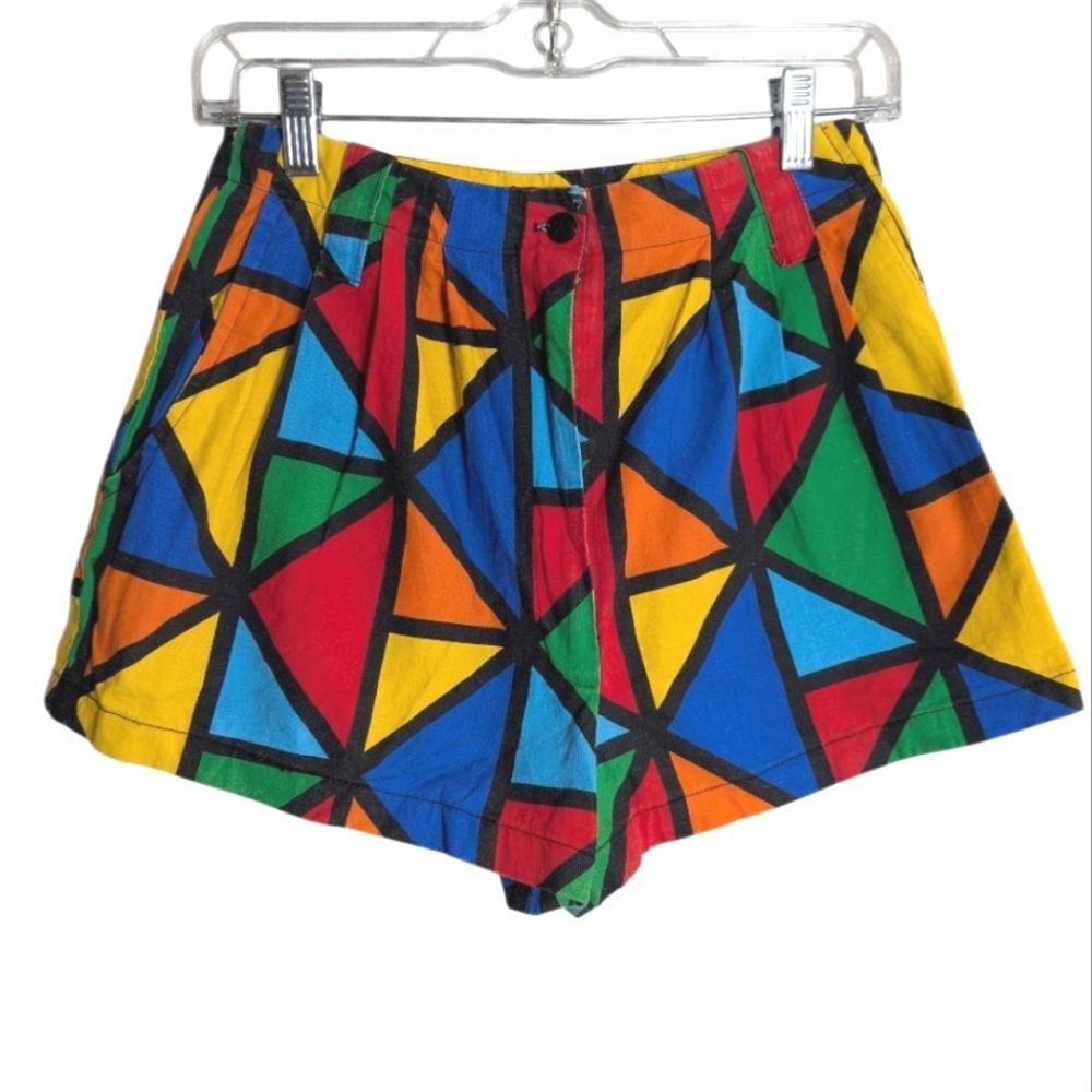Un Deux Trois Colorful Geometric High Waist Shorts
